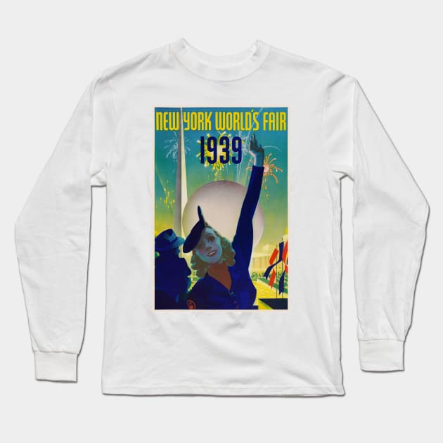 New York World's Fair 1939 Vintage Poster Long Sleeve T-Shirt by vintagetreasure